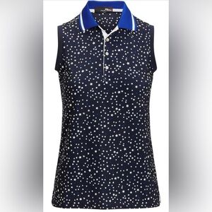 NEW | RLX Ralph Lauren Golf Women's Star Sleeveless Polo Shirt Tailored Fit Sz L